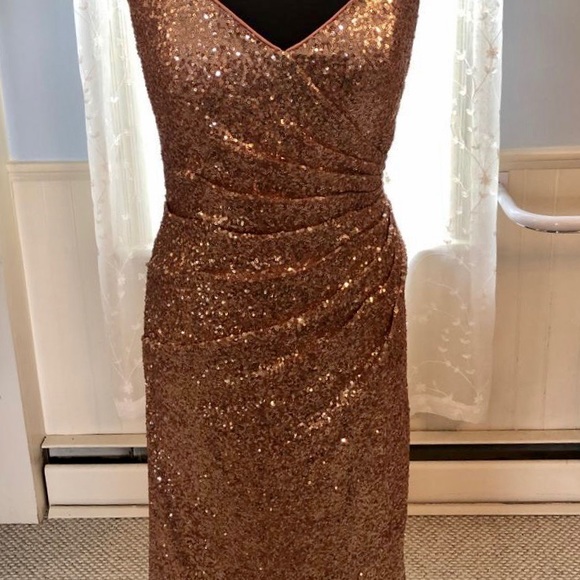 Alfred Angelo Dresses & Skirts - 💫 Rose Gold Sequin Sleeveless Gown w/train Sz 12